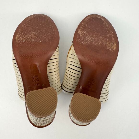 Tory Burch Pecha Woven Leather Shoes Mules Sandals in Dulce de Leche 9.5M - Picture 10 of 11